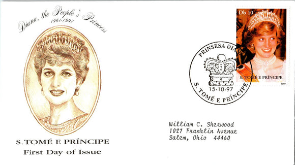 Princess Diana Memorial First Day Cover FDC - ST. THOMAS & PRINCE - SEE SCAN $$$