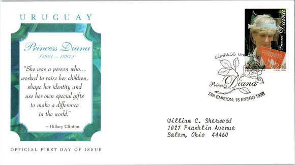 Princess Diana Memorial First Day Cover FDC - URUGUAY - SEE SCAN $$$