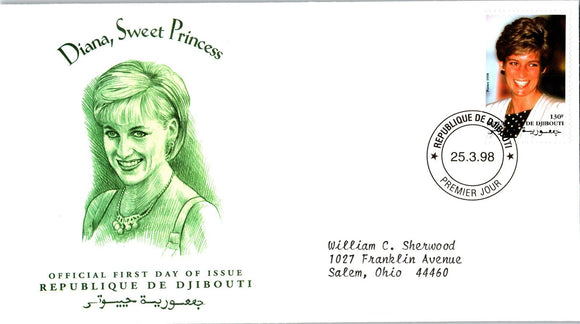 Princess Diana Memorial First Day Cover FDC - DJIBOUTI - SEE SCAN $$$