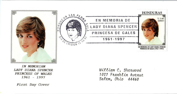 Princess Diana Memorial First Day Cover FDC - HONDURAS - SEE SCAN $$$