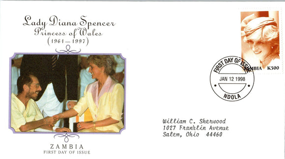 Princess Diana Memorial First Day Cover FDC - ZAMBIA - SEE SCAN $$$