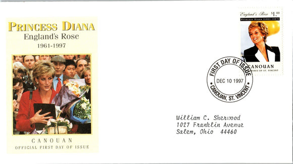 Princess Diana Memorial First Day Cover FDC - CANOUAN - SEE SCAN $$$