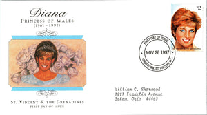 Princess Diana Memorial First Day Cover FDC - ST. VINCENT - SEE SCAN $$$