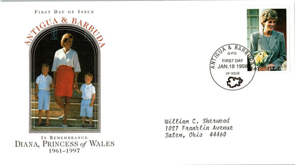 Princess Diana Memorial First Day Cover FDC - ANTIGUA BARBUDA - SEE SCAN $$$