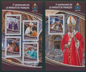 Central African Republic OS #8 MNH SHEETS Pontificate of Pope Francis 5th ANN $$