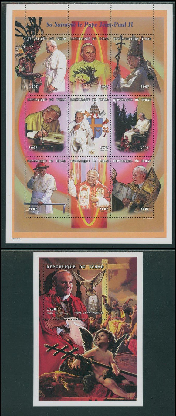 Chad Scott #794-795 MNH S/S Pope John Paul II CV$14+