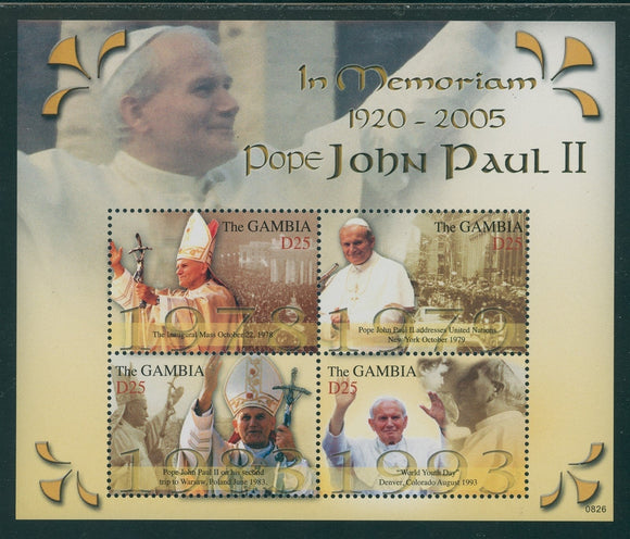 Gambia Scott #3184 MNH S/S Pope John Paul II (1920-2005) CV$11+