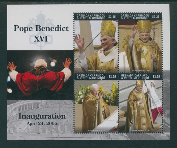 Grenada Grenadines Scott #2927 MNH SHEET of 4 Benedict XVI Inauguration CV$9+