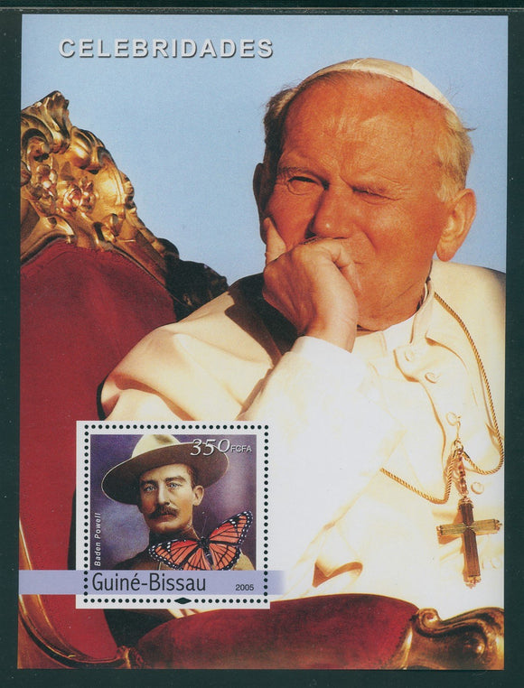 Guinea-Bissau OS #32 MNH S/S 2005 Baden Powell and Pope $$