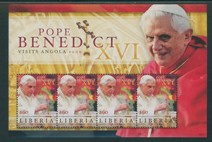Liberia Scott #2560 MNH S/S Pope Benedict XVI Visits Angola CV$7+