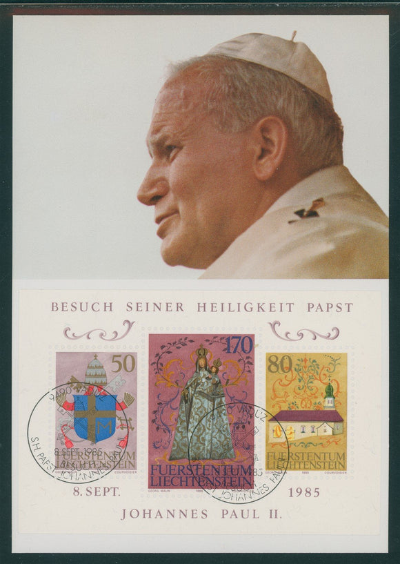 Liechtenstein Scott #815 MNH SOUVENIR CARD Souvenir Sheet Visit of Pope $$