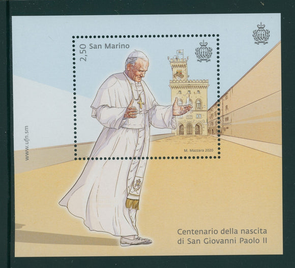 San Marino Scott #2082 MNH S/S St. John Paul II 100th Birth ANN CV$5+