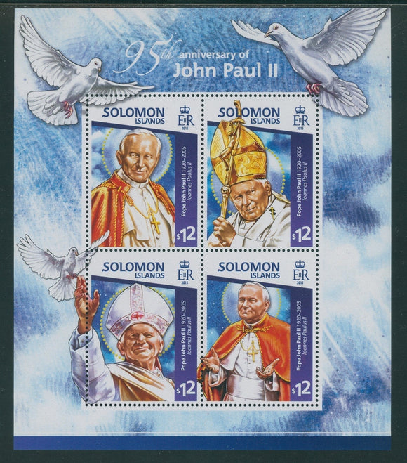Solomon Islands Scott #1780 MNH SHEET of 4 Birth of John Paul II 95th ANN CV$12+