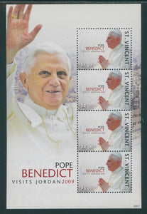 St. Vincent Scott #3659 MNH S/S Pope Benedict XVI Visits Jordan CV$7+