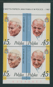 Poland Scott #2806a MNH Block Visit of Pope John Paul II $$