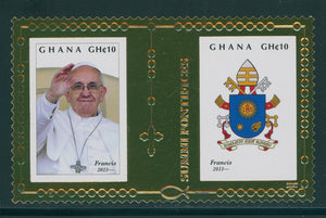 Ghana Scott #2775 NGAI S/S Election of Pope Francis GOLD FOIL CV$17+