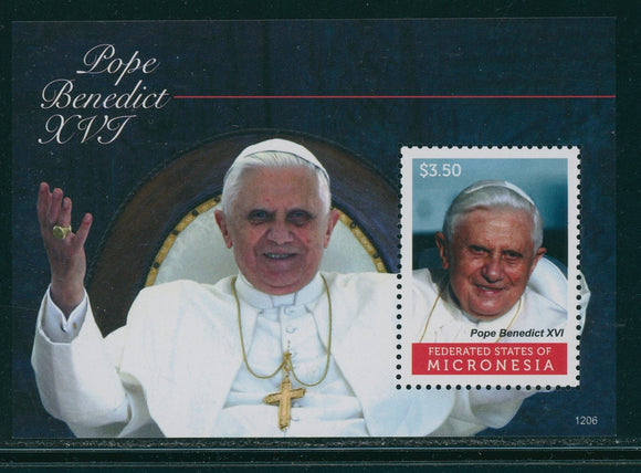 Micronesia Scott #964 MNH S/S Pope Benedict XVI CV$7+