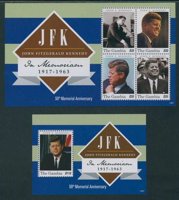 Gambia Scott #3497-3498 MNH S/S John F. Kennedy JFK 50th Memorial ANN CV$15+