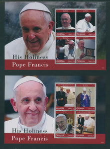 Ghana Scott #2792-2793 MNH SHEETS of 4 Pope Francis CV$17+
