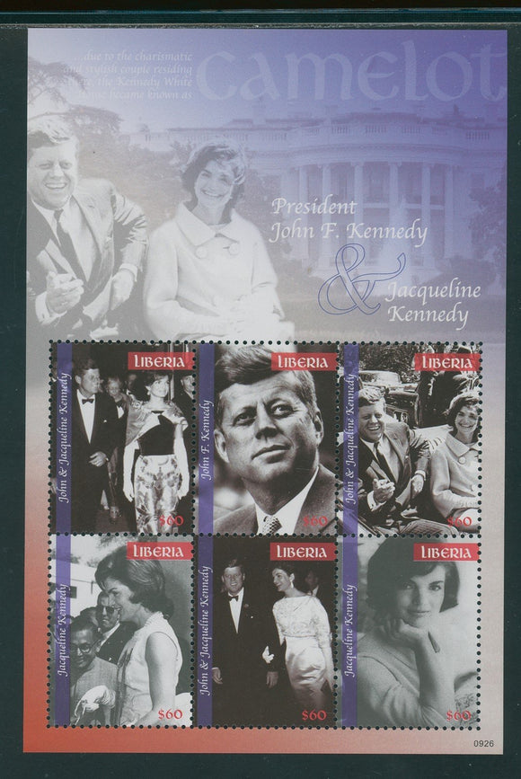Liberia Scott #2630 MNH SHEET of 4 John F. Kennedy JFK CV$11+