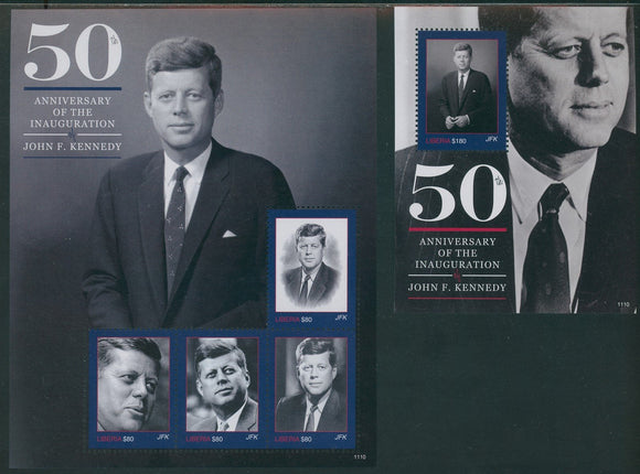 Liberia Scott #2708-2709 MNH S/S John F. Kennedy 50th Inauguration ANN CV$14+