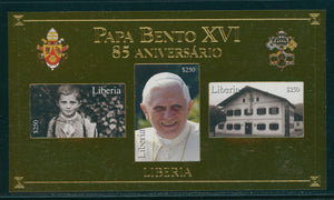 Liberia Scott #2797 MNH S/S Pope Benedict XVI 85th Birthday GOLD FOIL CV$21+