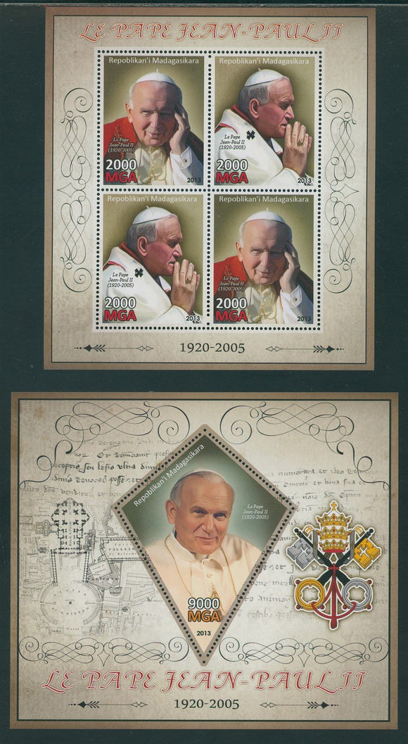 Madagasikara OS #3 MNH SHEETS Pope John Paul II (1920-2005) $$