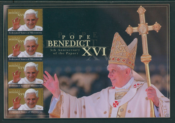 Micronesia Scott #902 MNH SHEET Pope Benedict XVI 5th Papal ANN CV$6+