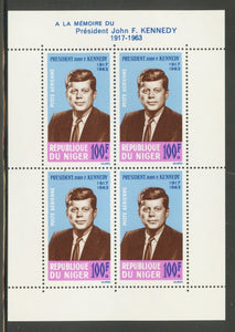 Niger Scott #C44a MNH S/S of 4 John F. Kennedy JFK In Memmoriam CV$8+