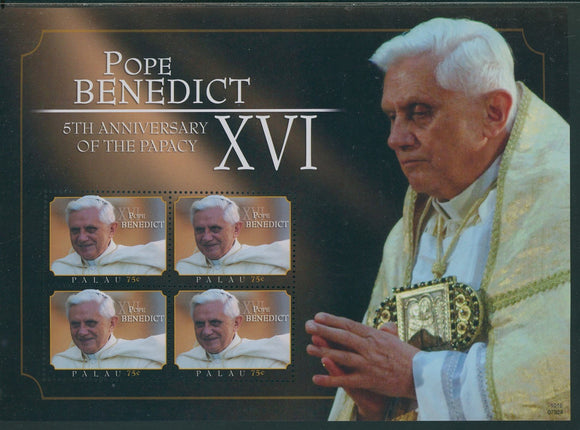 Palau Scott #1025 MNH S/S 5th ANN of Papacy of Benedict XVI CV$6+