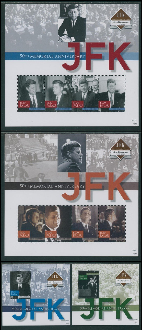 Palau Scott #1145-1148 MNH S/S John F. Kennedy JFK 50th Memorial ANN CV$33+
