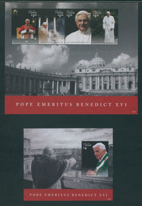 Palau Scott #1258-1259 MNH SHEETS Pope Emeritus Benedict XVI CV$17+