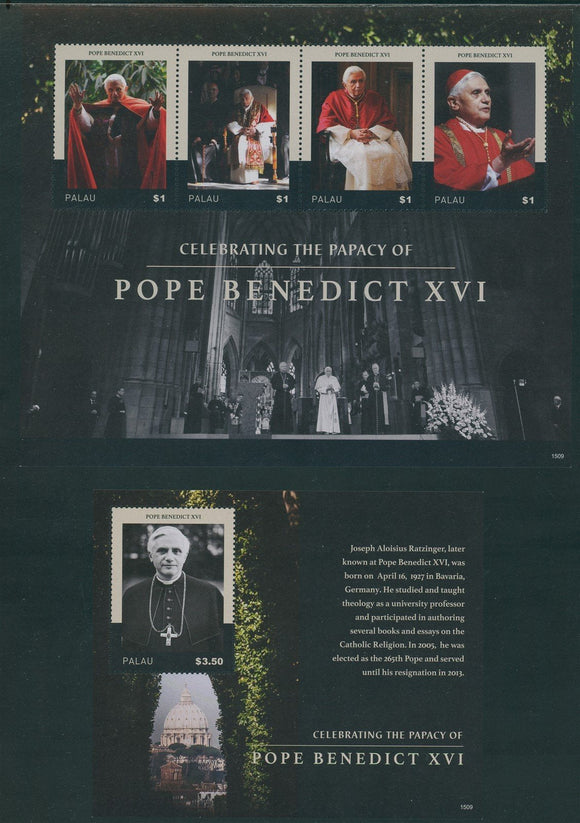 Palau Scott #1277-1278 MNH SHEETS Papacy of Pope Benedict XVI CV$15+