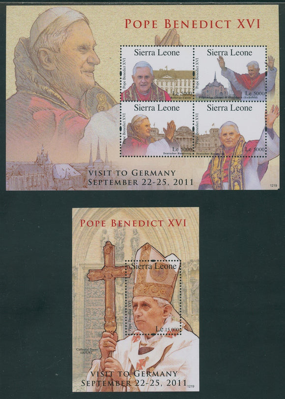 Sierra Leone Scott #3128-3129 MNH SHEETS Pope Benedict XVI in Germany CV$16+