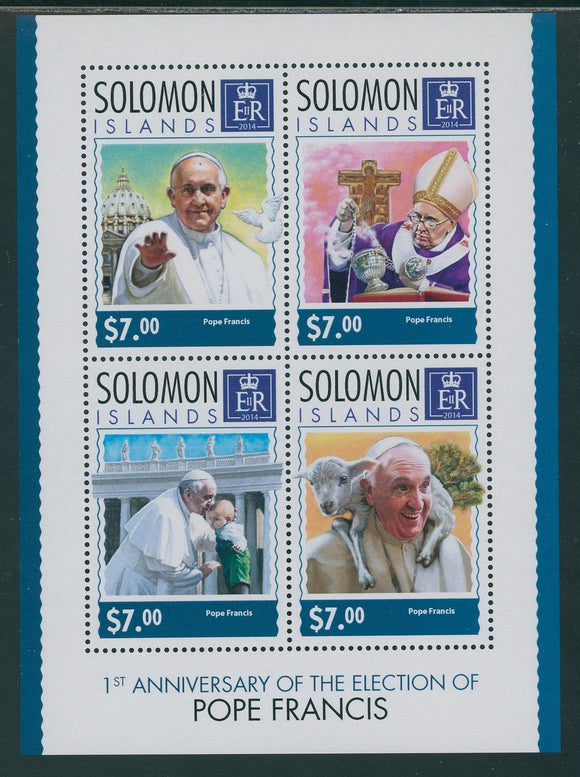 Solomon Islands Scott #1572 MNH SHEET of 4 Election of Pope Francis ANN CV$7+