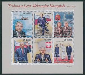 St. Thomas & Prince Scott #2288 MNH SHEET of 6 Tribute to Lech Kaczynski CV$14+