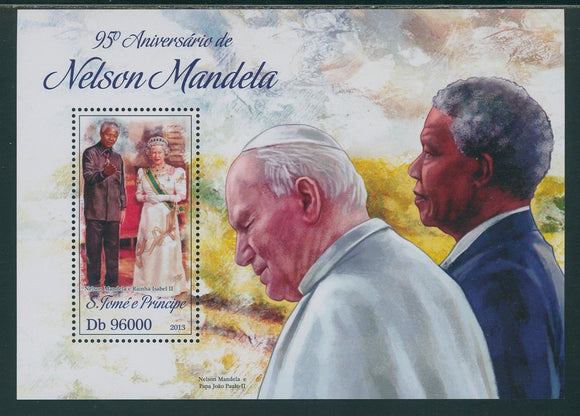 St. Thomas & Prince Scott #2576 MNH S/S Nelson Mandela 95th B'day w/Queen CV$11+