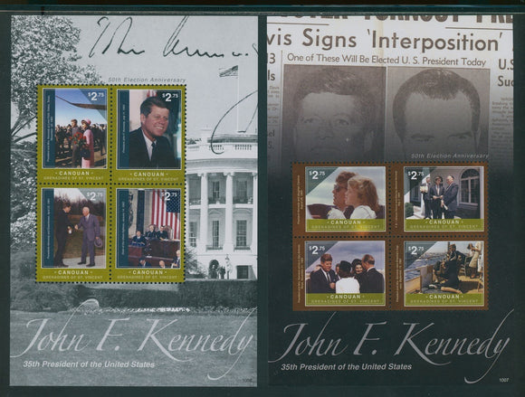 SVG Canouan OS #6 MNH S/S of 4 John F. Kennedy JFK 50th Election ANN $$