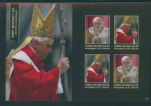 SVG Union I OS #4 MNH S/S 5th ANN of Papacy of Benedict XVI $$