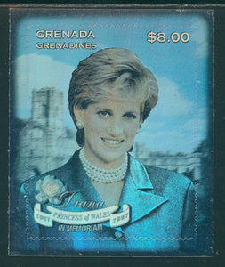Grenada Grenadines Scott #2055A SA SHEET Princess Diana $8 FOIL HOLOGRAM $$
