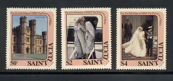 St. Lucia Scott #591-593 MNH Princess Diana's 21st Birthday CV$4+