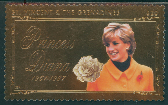 St. Vincent Scott #2619 NGAI S/S 1961-1997 Princess Diana $20 GOLD FOIL CV$20+