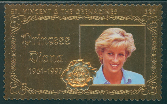St. Vincent Scott #2620 NGAI S/S 1961-1997 Princess Diana $20 GOLD FOIL CV$20+