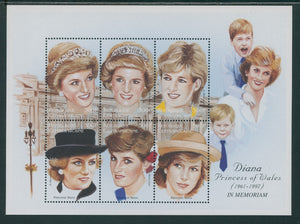 Central African Republic Scott #1181 MNH SHEET of 6 1997 Princess Diana CV$8+