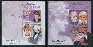 Princess Diana MNH SHEETS of 4 Mozambique Princess Diana 1961-1997 28m $$