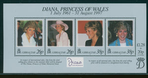Gibraltar Scott #754 MNH SHEET of 4 1998 Princess Diana 1961-1997 CV$4+