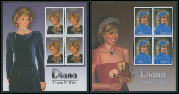 Liberia OS #20 MNH SHEETS of 4 Princess Diana $35 $$