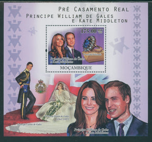 Mozambique Scott #2340 MNH S/S 2010 Prince William Ms. Middleton Marriage CV$12+