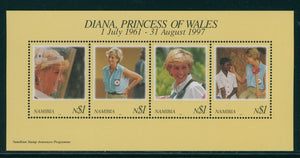 Namibia Scott #909 MNH SHEET of 4 1998 Princess Diana 1961-1997 $$