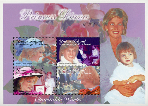 SVG Union I Scott #269 MNH SHEET of 4 2003 Princess Diana Charities CV$6+